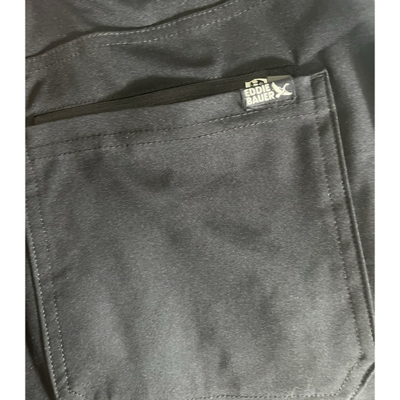 Eddie Bauer Mens Forester Tech Pants 34X32 Black Stretch Wicking Zip Pocket - Picture 9 of 13